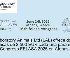 Laboratory Animals Ltd (LAL) ofrece dos becas de 2.500 EUR cada una para el Congreso FELASA 2025 en Atenas