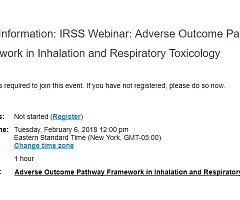 IRSS Webinar: Adverse Outcome Pathway Framework in Inhalation and Respiratory Toxicology (Gratuito)